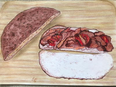 Brenda, all day lunch, pencils and pastels.jpg